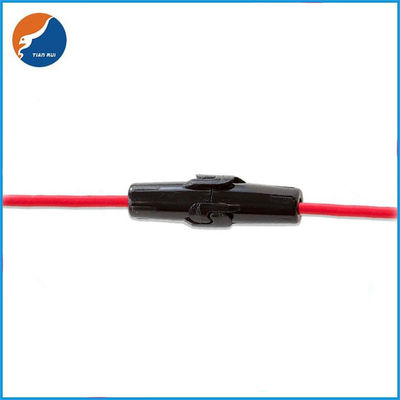 Vỏ màu đen Ống kính 5x20mm Giá đỡ cầu chì trong dòng với dây màu đỏ Chiều dài 18AWG 15CM